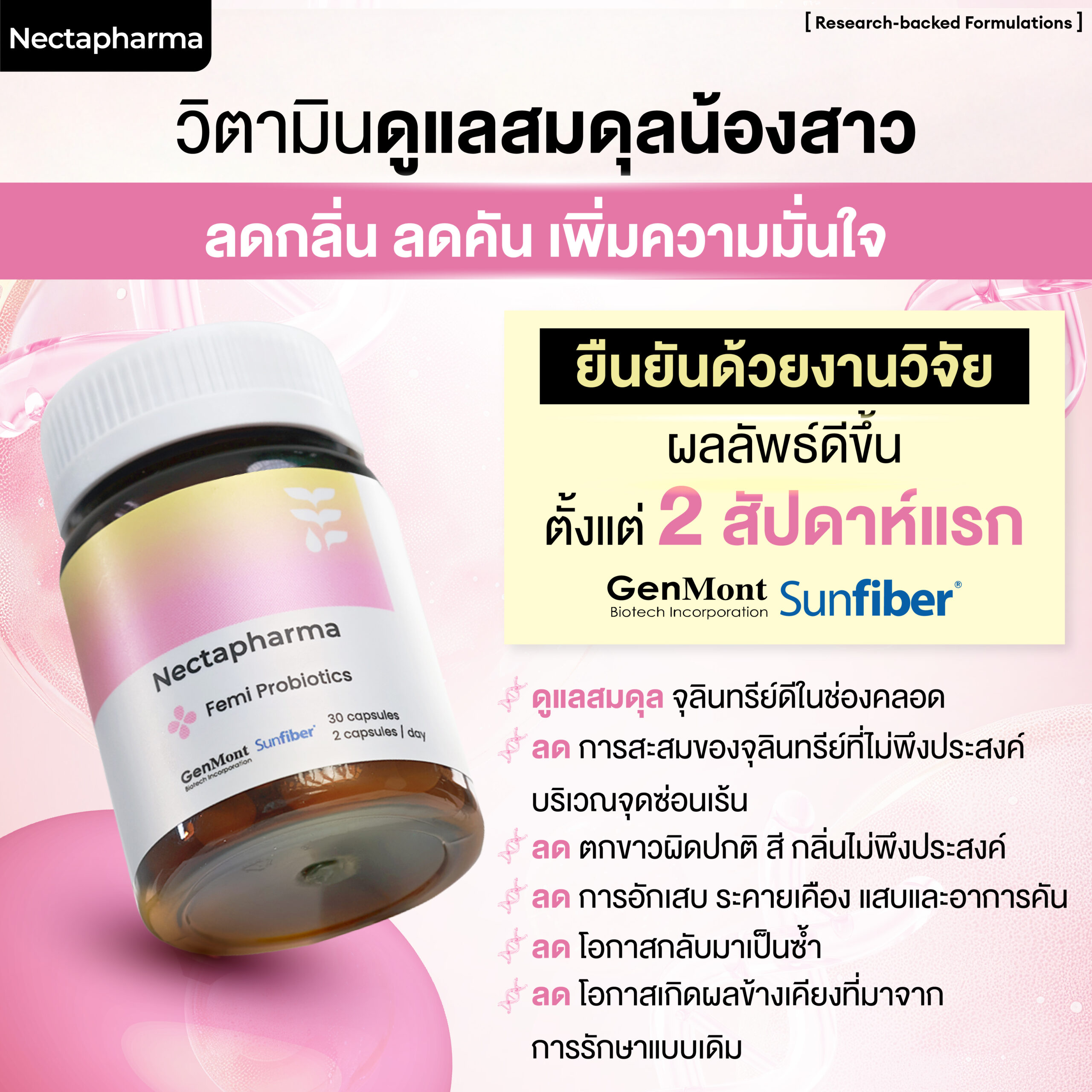 โพรไบโอติกสําหรับช่องคลอด Nectapharma Femi Probiotics