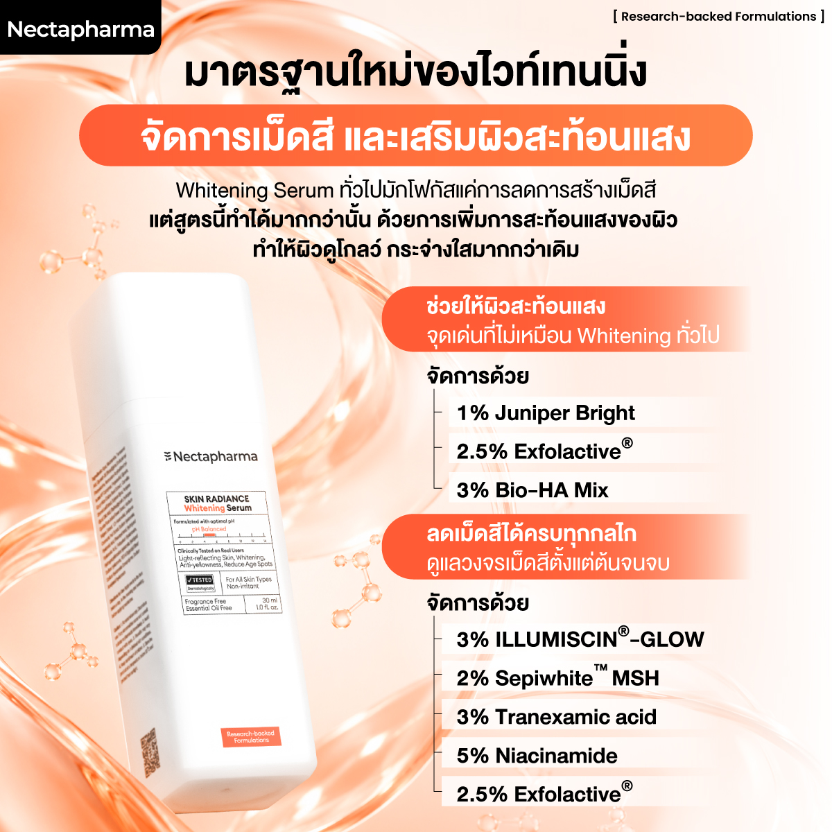 เซรั่มไวท์เทนนิ่ง Nectapharma Skin Radiance Whitening Serum